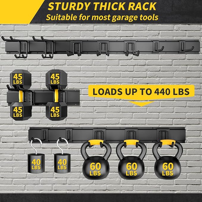 48" Garage Tool Organizer Wall Mount, 440lbs Garden Garage Storage Garage - Image 2
