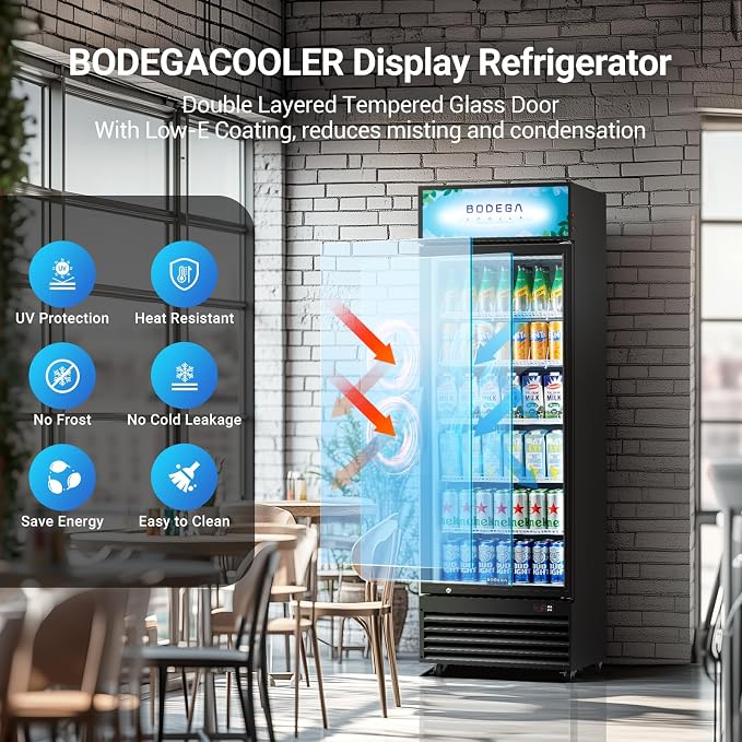 BODEGACOOLER Commercial Merchandiser Refrigerator, 15.5Cu. Ft Glass Door - Image 4