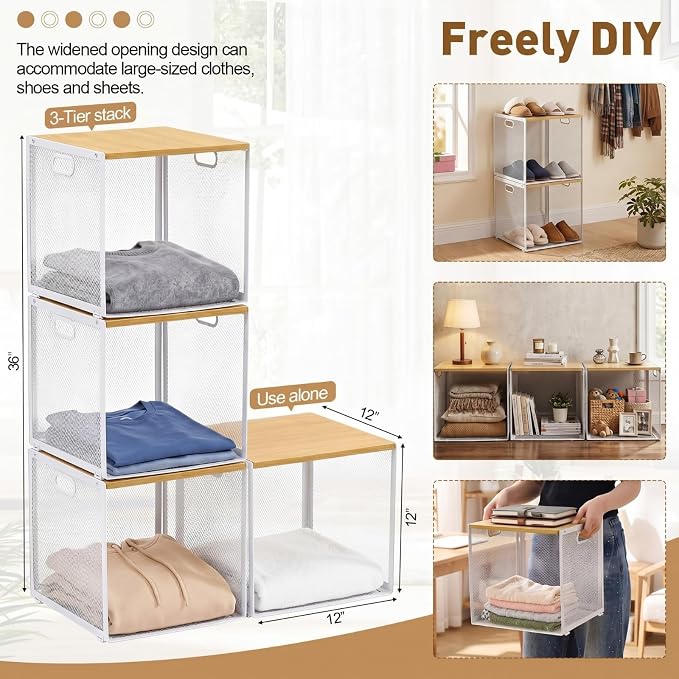 AceOrbit 3 Pcs Widened Stackable Closet Organizer and Storage - Image 2