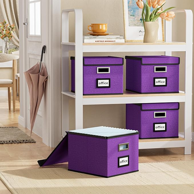 File Organizer Box with Lids, Collapsible File Folder Organizer | File Box with - Image 2