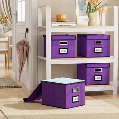 File Organizer Box with Lids, Collapsible File Folder Organizer | File Box with - Image 2