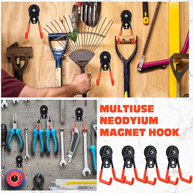 Landhoow Large Magnetic Hooks Heavy Duty Garage Magnet Hooks Strong Storage - Image 6
