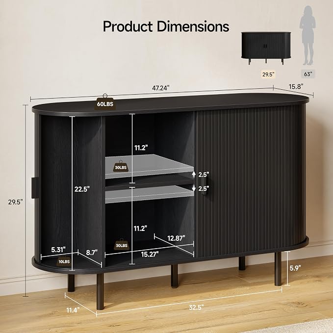 Buffet Sideboard Cabinet with Storage, Modern Accent Coffee Bar Console Table - Image 2