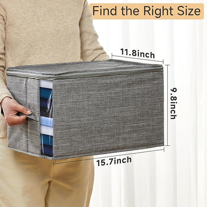 Clothes Storage Bins with Sturdy Frames, Foldable Fabric Clothing Organizer Box - Image 2