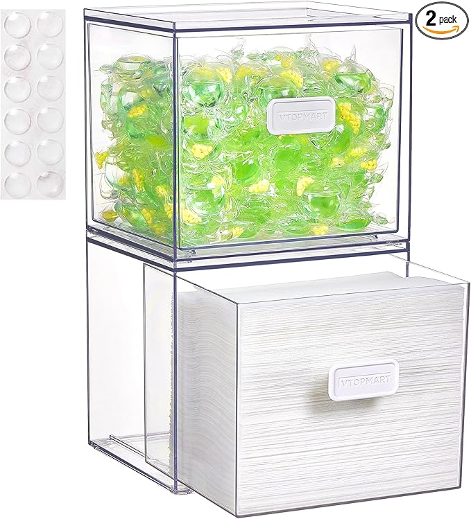 Vtopmart 2 Pack Dryer Sheet Holder and Laundry Pods Container, Scent Booster by Vtopmart