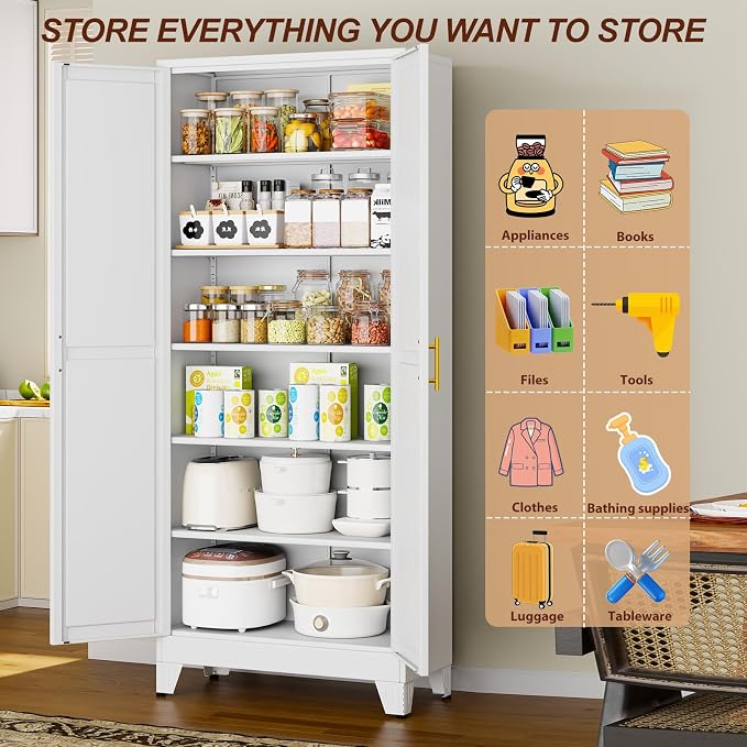 75" White Metal Storage Cabinet - Image 6