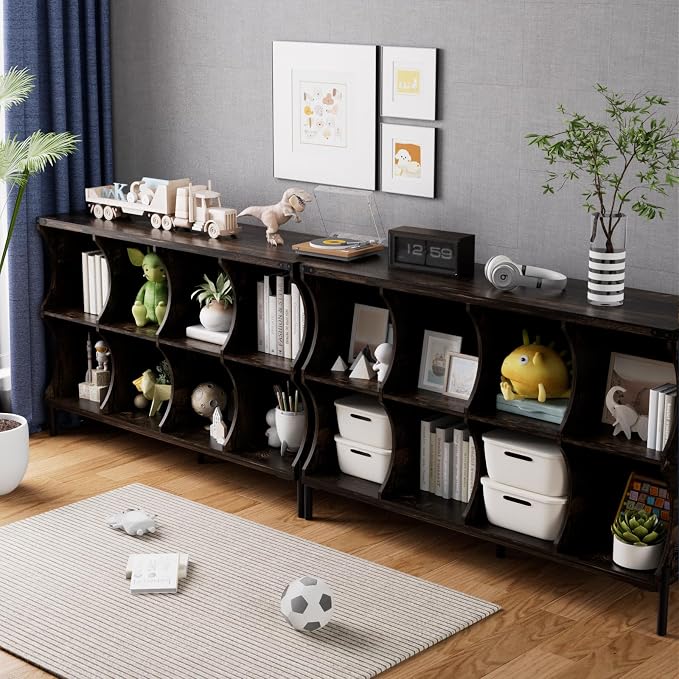 8 Cube Storage Shelf Organizer, Low Book Shelf Bookcase Entryway Table - Image 6