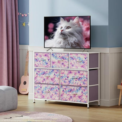 WLIVE Dresser for Bedroom, 7 Drawers, TV Stand, Tie-Dye | 7 roomy fabric drawers - Image 8