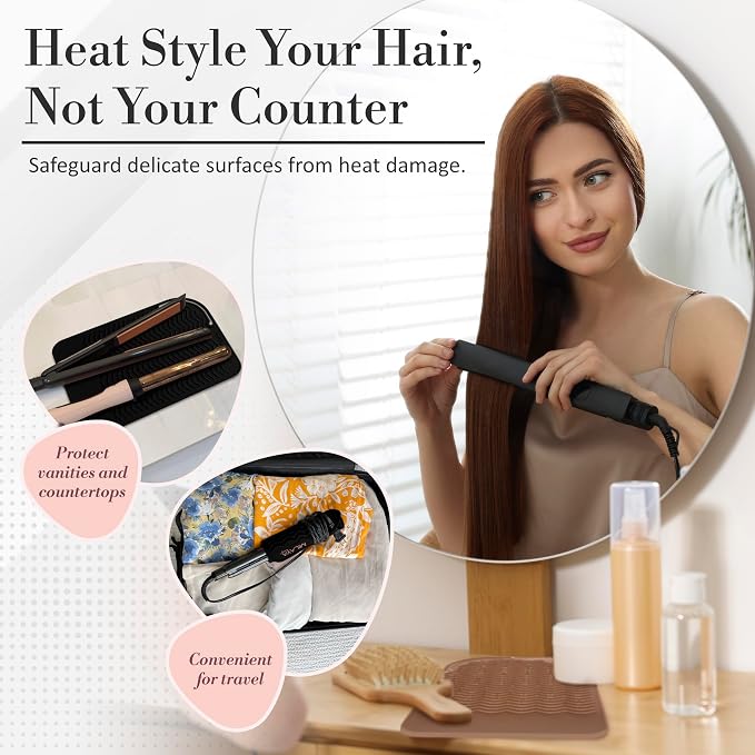 Vanity Accessories Heat Resistant Mat – Silicone Flat Iron & Curling Iron Holder - Image 2