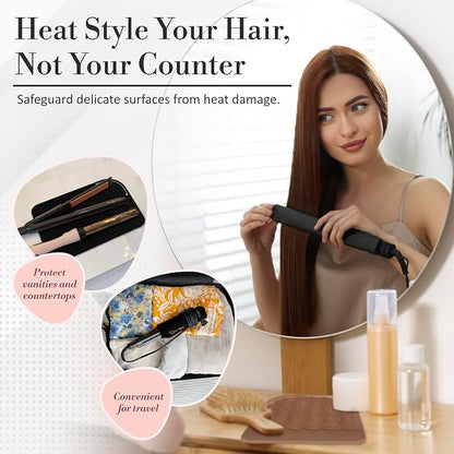 Vanity Accessories Heat Resistant Mat – Silicone Flat Iron & Curling Iron Holder - Image 2