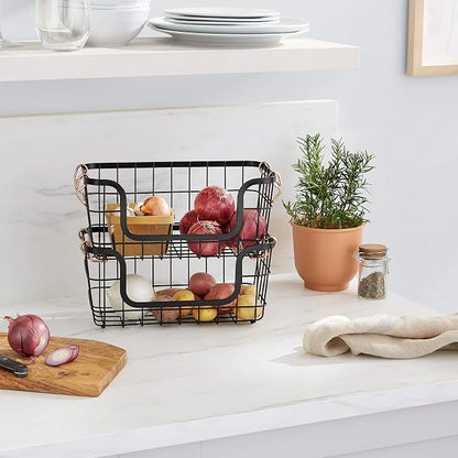 Amazon Basics Stackable Metal Wire Rectangular Storage Baskets - Image 7