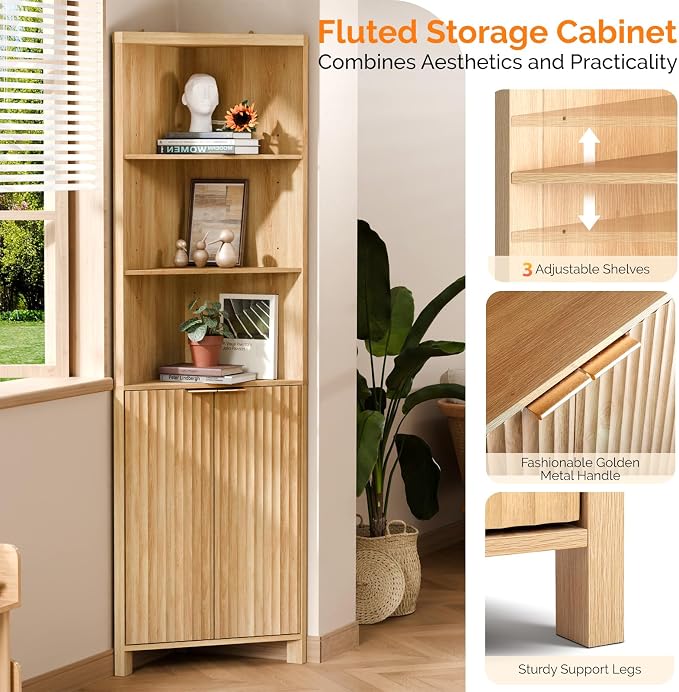 VINGLI 68" Tall Corner Cabinet - Image 5