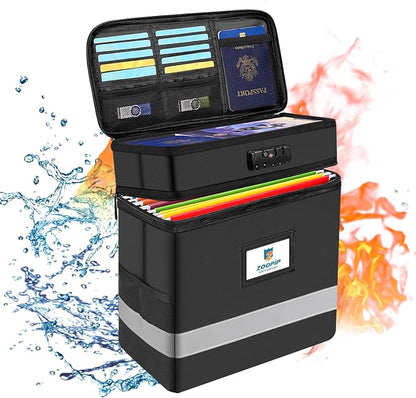 Fireproof File Box with Lock, 2 Layer Document Box Storage Organizer, Suitable by ZOOPIP