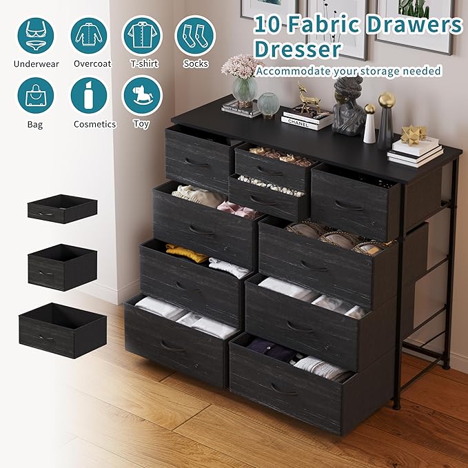 LUMTOK 10 Drawers Dresser with Fabric Bin - Image 4