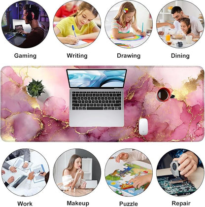 Pink Marble Ink Mouse Pad – Large Extended Desk Mat 31.5 x 11.8 in– Elegant - Image 9