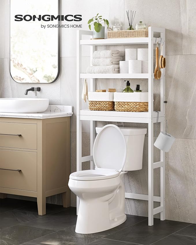 SONGMICS Over The Toilet Storage, 3-Tier Over Toilet Bathroom Organizer - Image 2