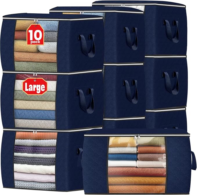 Fab totes 24 Gallons Clothes Storage, Foldable Thick Fabric Blanket Storage Bags by Fabtotes