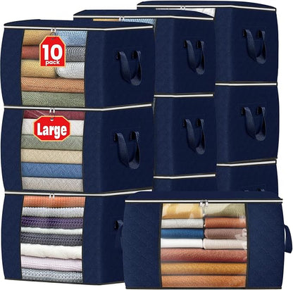 Fab totes 24 Gallons Clothes Storage, Foldable Thick Fabric Blanket Storage Bags by Fabtotes