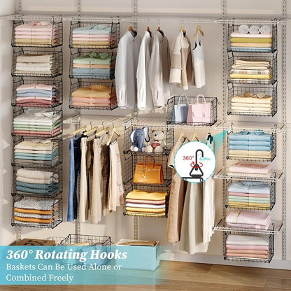 3-Pack Hanging Laundry Room Organizaton：Foldable Laundry Basket Wire Basket - Image 4