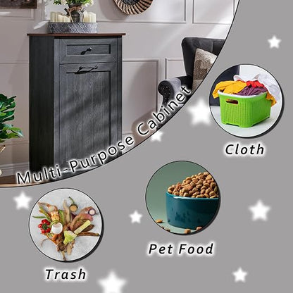 Tilt Out Trash Can Cabinet, 10 Gallon Farmhouse Laundry Hamper Cabinet - Image 4