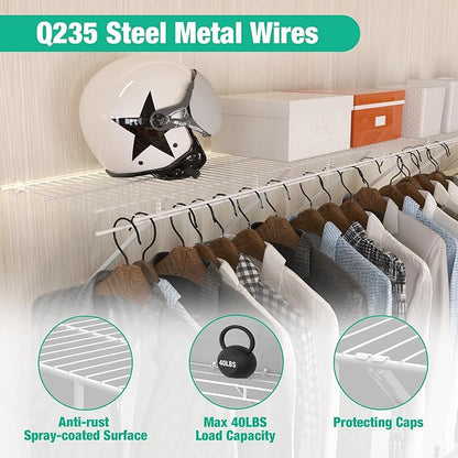 HAUSHOF 2 Pack Closet Shelves Wall Mounted, 4 ft x 16 in Wire Shelf Kit - Image 4