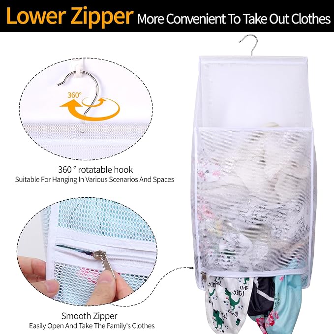 Hanging Collapsible Breathable Mesh laundry bags, Fast Drying Portable Space - Image 4