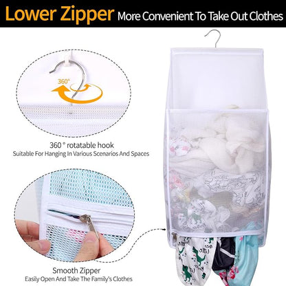 Hanging Collapsible Breathable Mesh laundry bags, Fast Drying Portable Space - Image 4