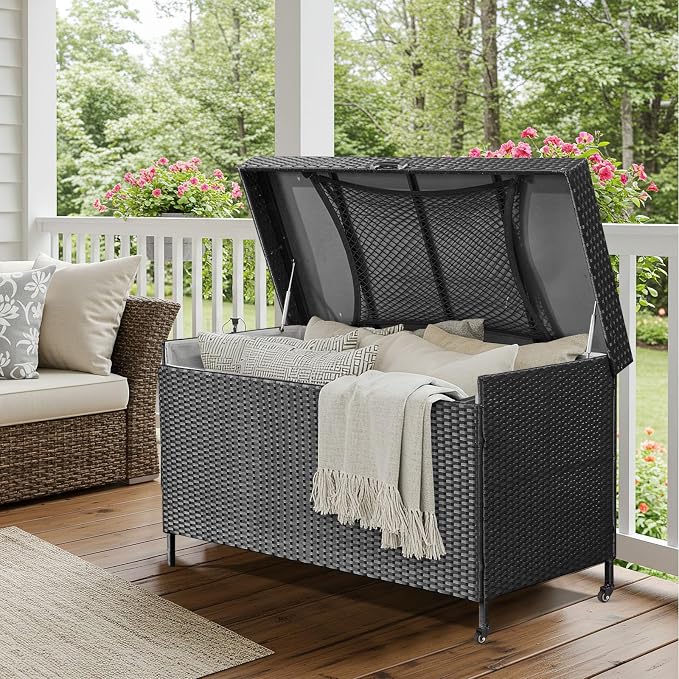 AVAWING 240 Gallon Wicker Deck Box - Image 9