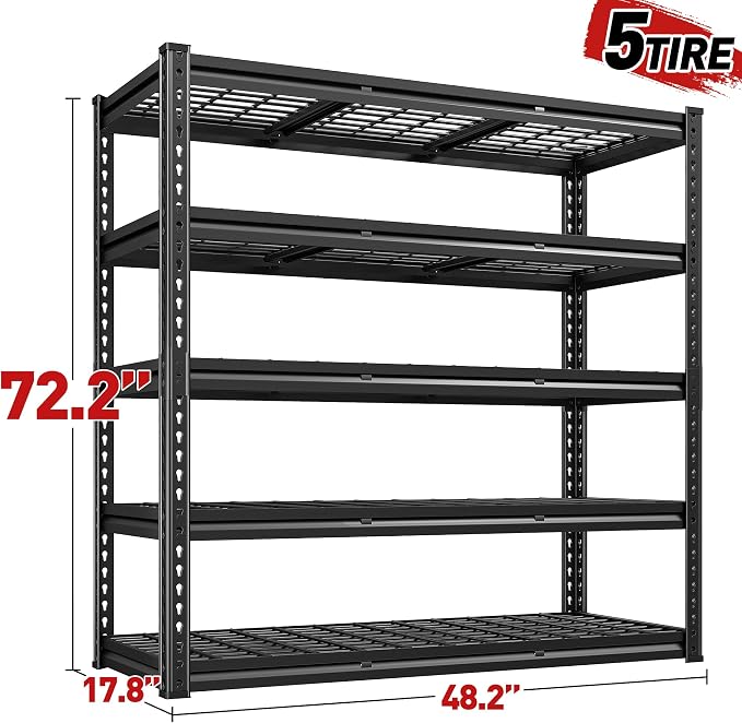 REIBII 2800LBS Garage Shelving 48.2" W Storage Shelves Heavy Duty 5-Tier - Image 2