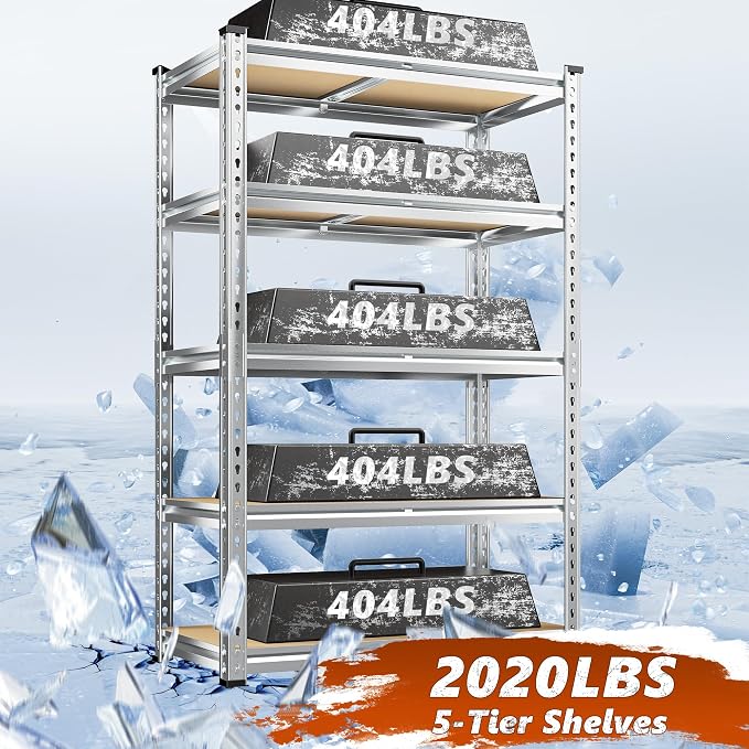 REIBII Garage Shelving, 5 Tier Storage Shelves Load 2020LBS, Adjustable Garage - Image 4