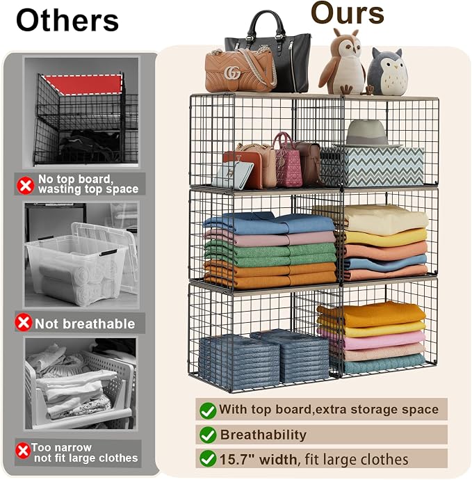 4PCS Wider Closet Organizers and Storage, Stackable Closet Shelf Organizer - Image 7
