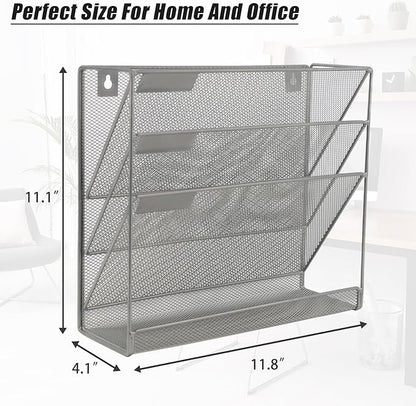 EASEPRES Desk File Organizer Mesh 4-Tier, Hanging Wall Mount Document - Image 2