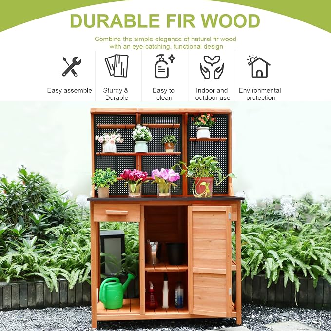 Outdoor Potting Bench, 44 * 20 * 63in | Wooden - Image 8