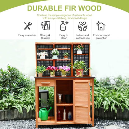 Outdoor Potting Bench, 44 * 20 * 63in | Wooden - Image 8