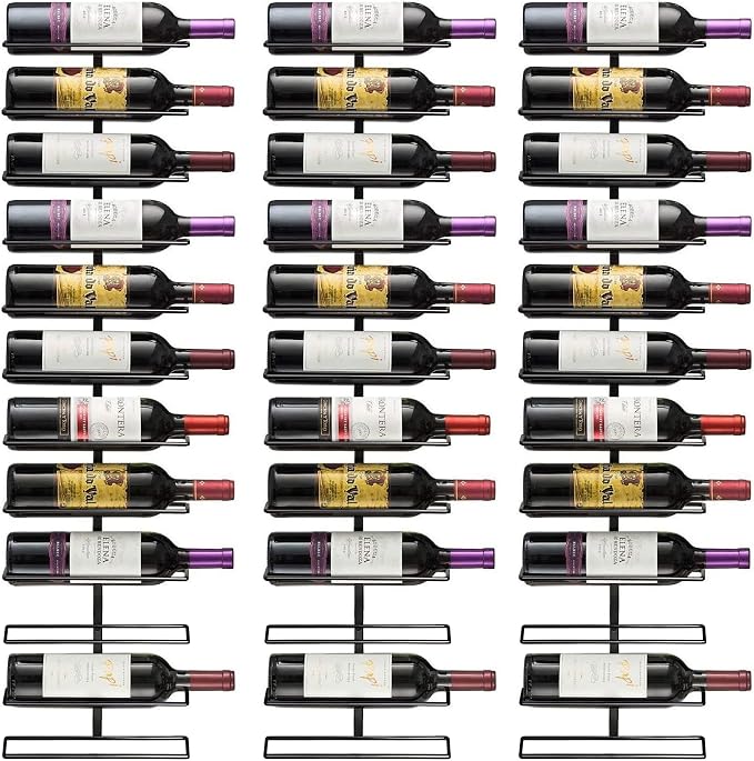 Sorbus Wall Mount Wine Rack – Holds 12 Bottles – Black Metal Wine Bottle Holder by Sorbus