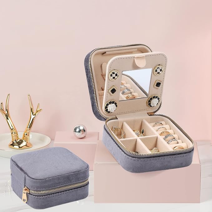 Dajasan Velvet Travel Jewelry Box, Mini Travel Jewelry Case, Small Portable - Image 2