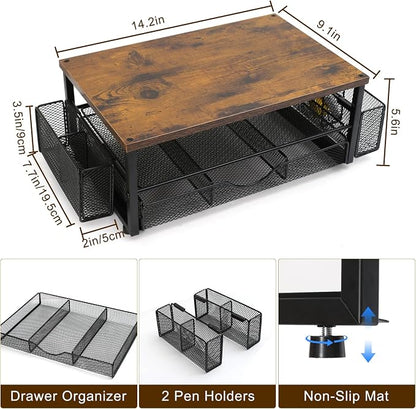 Wooden Monitor Stand Riser 2-Tier Desk Organizer - Image 3