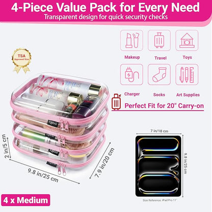 YQBRAO 4-Pack Clear Diaper Bag Organizer Pouches, 1.2mm Ultra-Thick PET Travel - Image 4