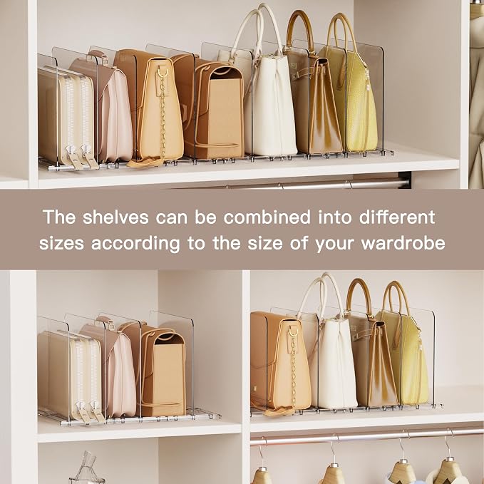 Criusia Adjustable Closet Purse Organizer Rack – 28.8" Extra-Long Shelf Divider - Image 7