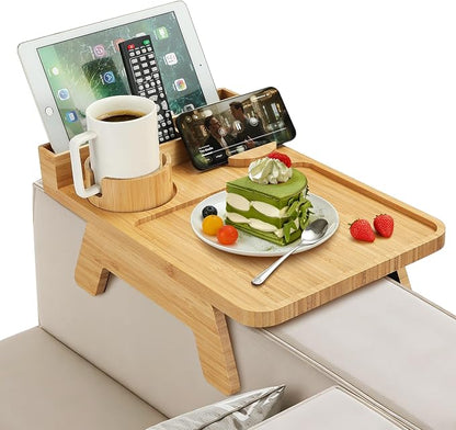 Bamboo Couch Arm Tray, with Cup Holder Phone Stand&Non-Slip | 100% side-pressed by Unknown