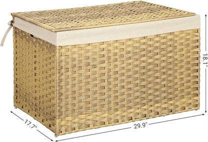 SONGMICS Storage Basket with Lid, Woven Blanket Storage Bin with Handles - Image 7