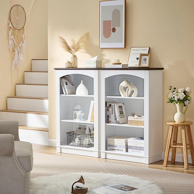 White Bookshelf, 3 Tier Bookcase and Kids Bookshelf, Small Storage Cabinet - Image 8
