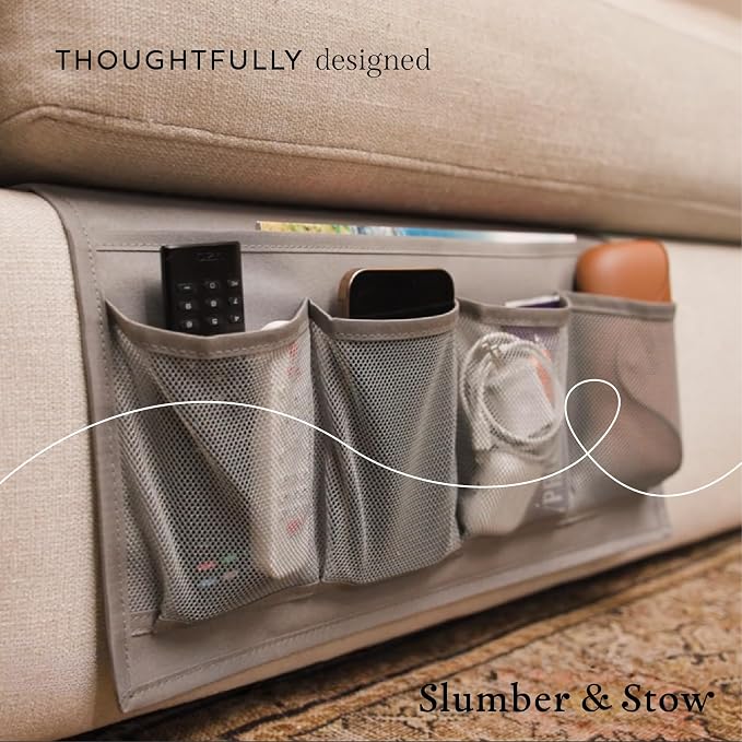 Houseify Slumber & Stow Hanging Bedside Caddy Organizer, 5 Pockets | Bed caddy - Image 6