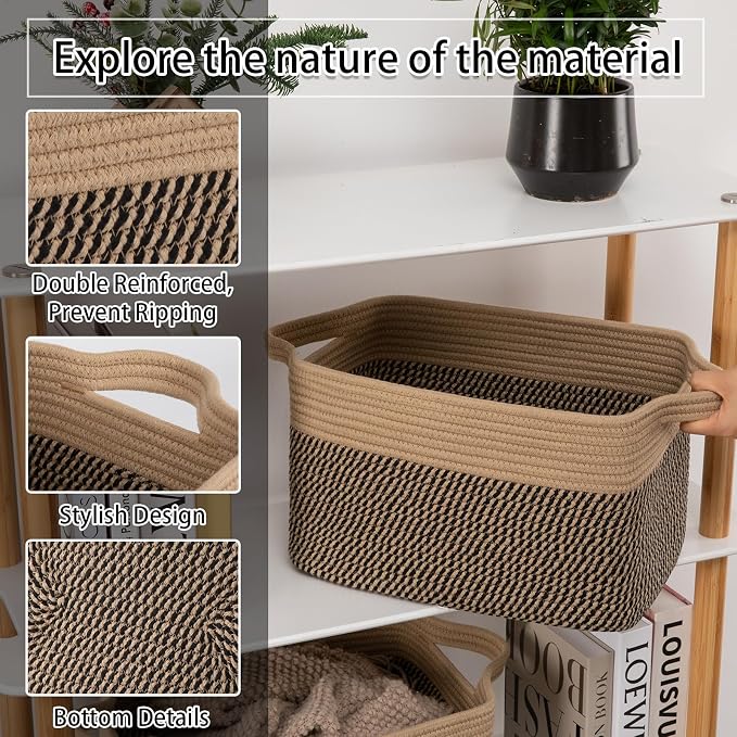 OIAHOMY 3 Pack Storage Basket for Organizing, Woven Basket Basket - Image 4