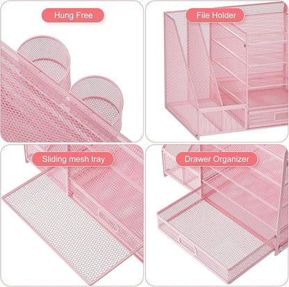 Marbrasse Desk Organizer with File Holder, 5-Tier Paper Letter Tray Organizer - Image 4