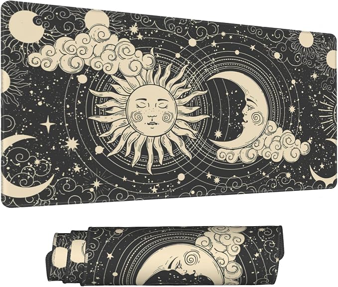 Desk Mat, Celestial Sun and Moon Extended Gaming Mouse Pad - Image 2