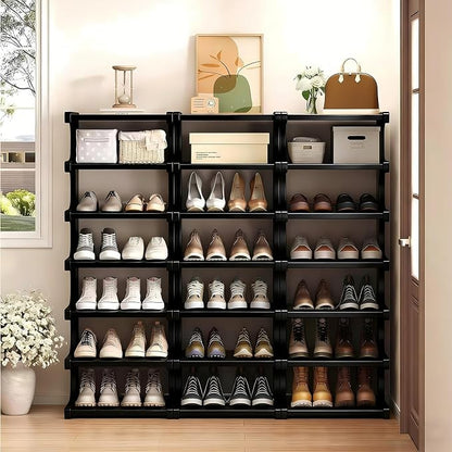 7-Tier Bamboo Shoe Rack, Vertical Narrow Shoe Rack - Image 6