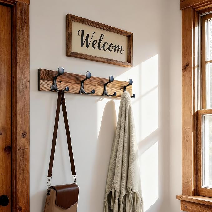 SKOLOO 24-Inch Wood Coat Rack Wall Mount - Image 2