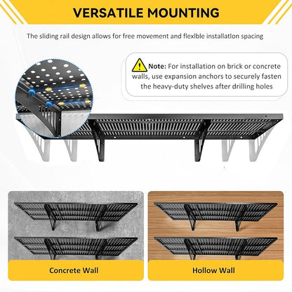 2-Pack 1.67x3.94ft Adjustable Garage Wall Shelving，800 lb Load Capacity Heavy - Image 4