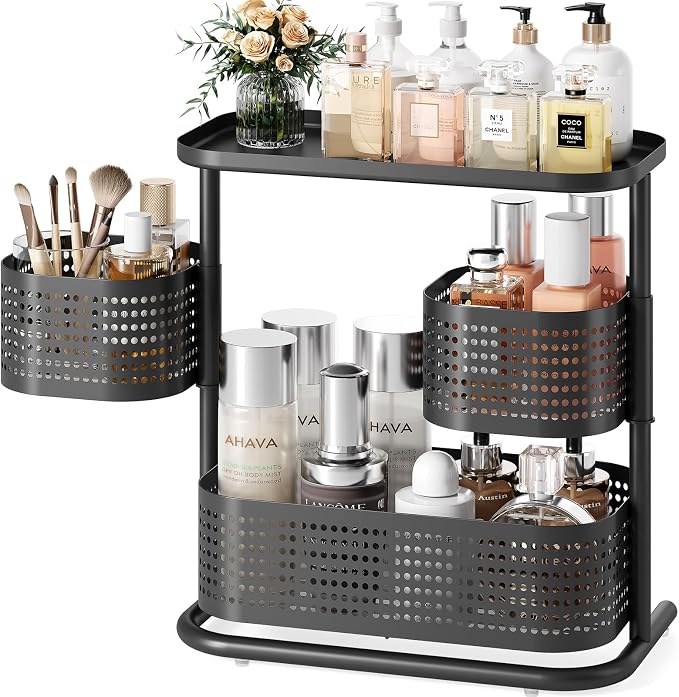KINGRACK Bathroom Counter Organizer, 3 Tier Rotating Vanity Bedroom Storage by KINGRACK